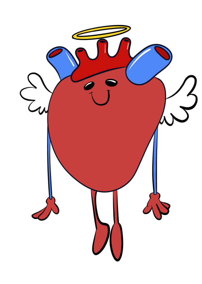 A cartoon heart with wings and angel wings png