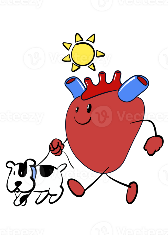 Heart and dog sticker cartoon png