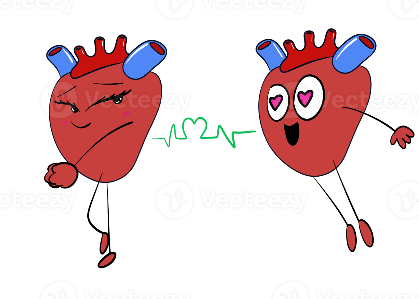 two heart fall in love cartoon png
