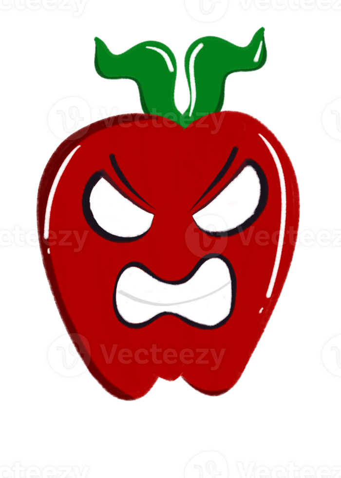 Angry apple sticker cartoon png