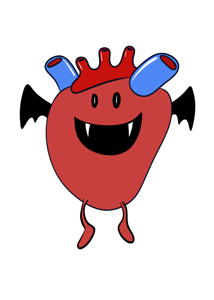 A sticker of a cartoon heart with wings and a smile png