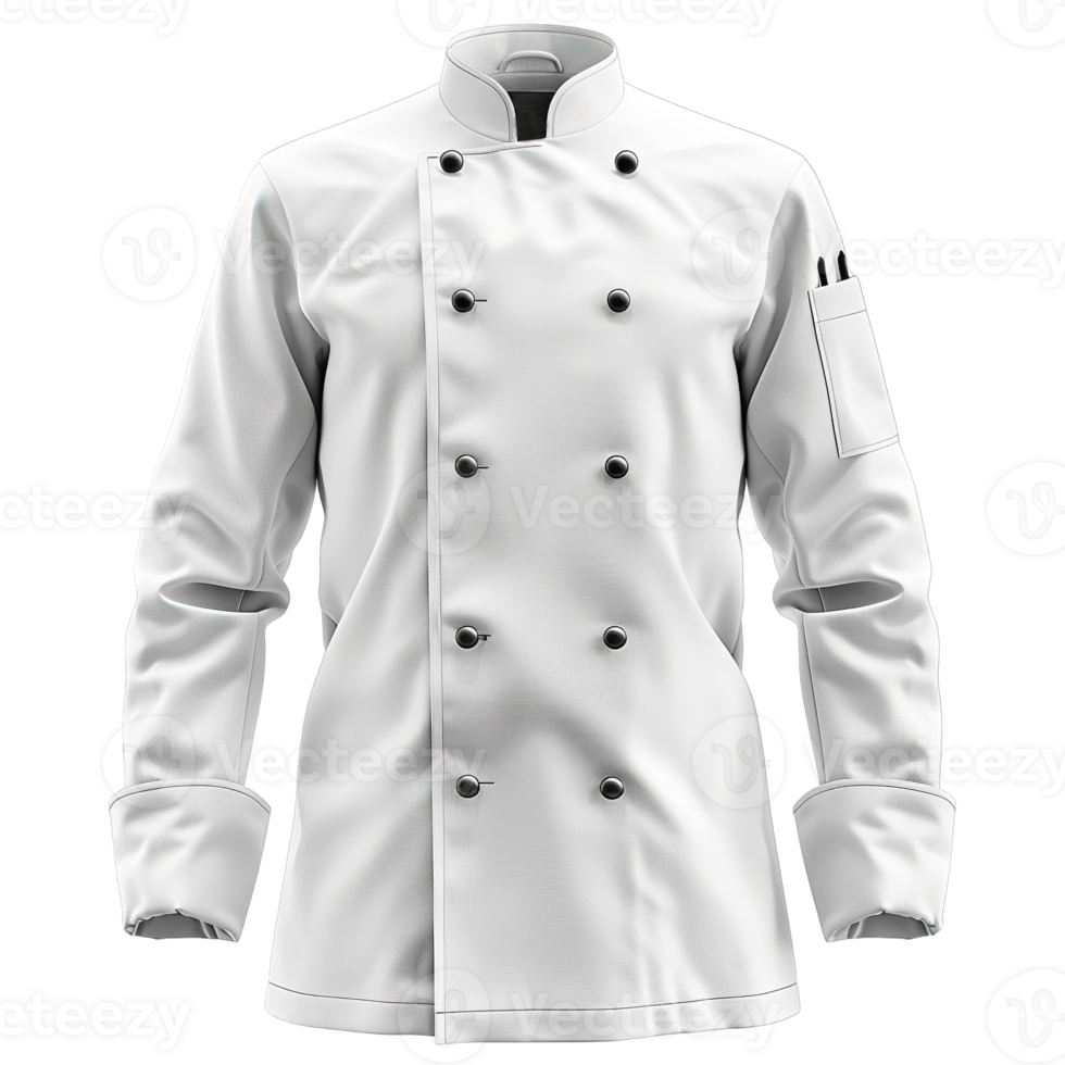 White Chef Uniform with Black Buttons Isolated on Transparent Background png