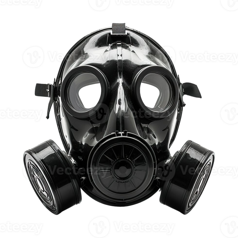 Heavy-Duty Black Respirator Mask with Dual Air Filters Isolated on Transparent Background png