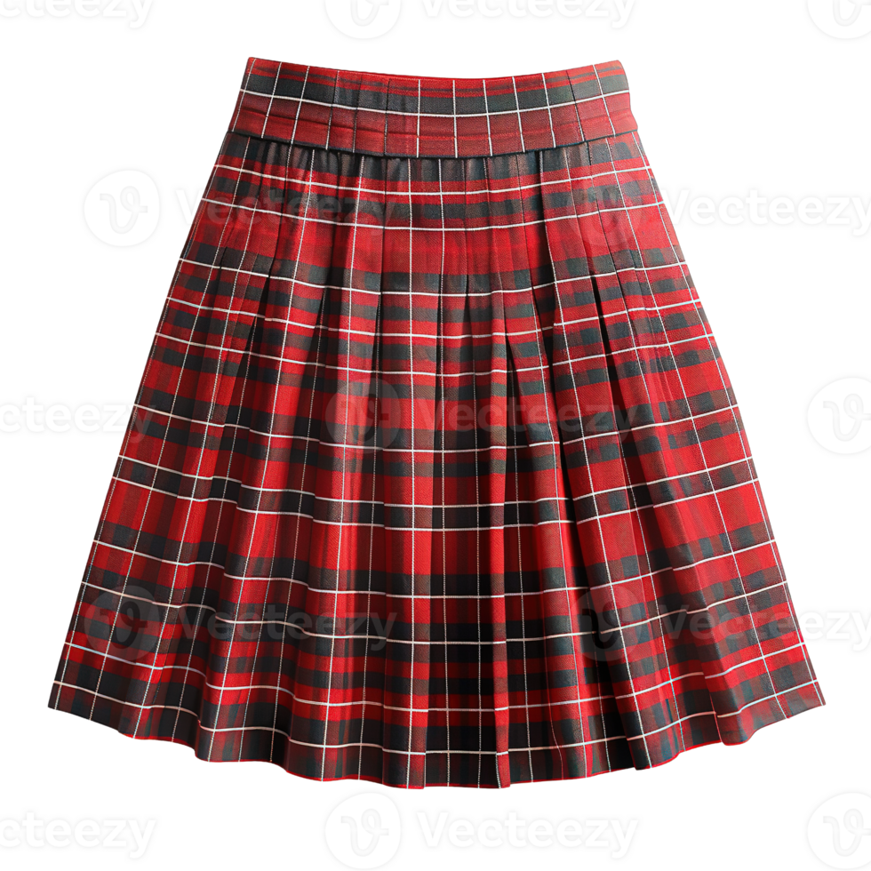 Classic Red Checkered School Skirts Isolated on Transparent Background png