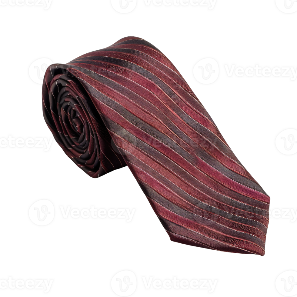 Rolled-Up Formal Uniform Tie with Subtle Stripes Isolated on Transparent Background png