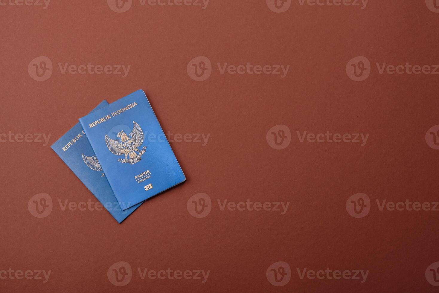 Indonesian passport for travelling, flying photo