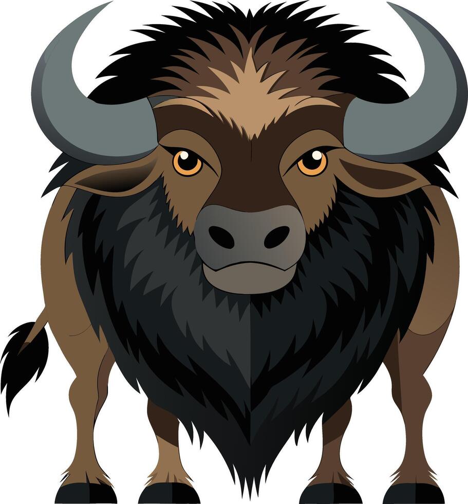 Stylized Cartoon Wildebeest with Horns vector