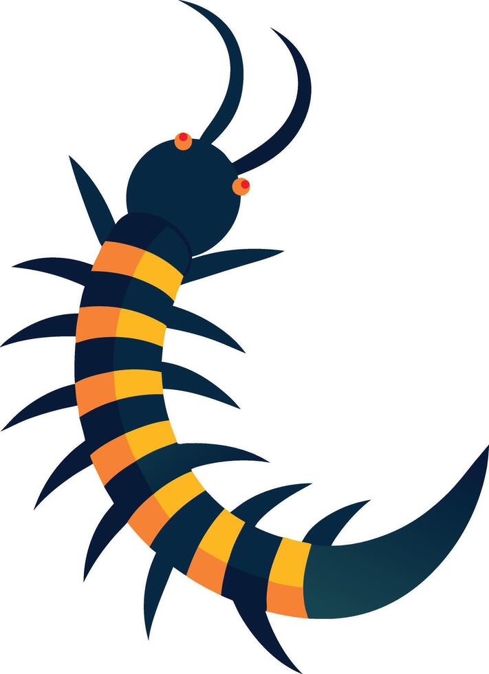 Stylized Centipede Illustration in Yellow and Black vector