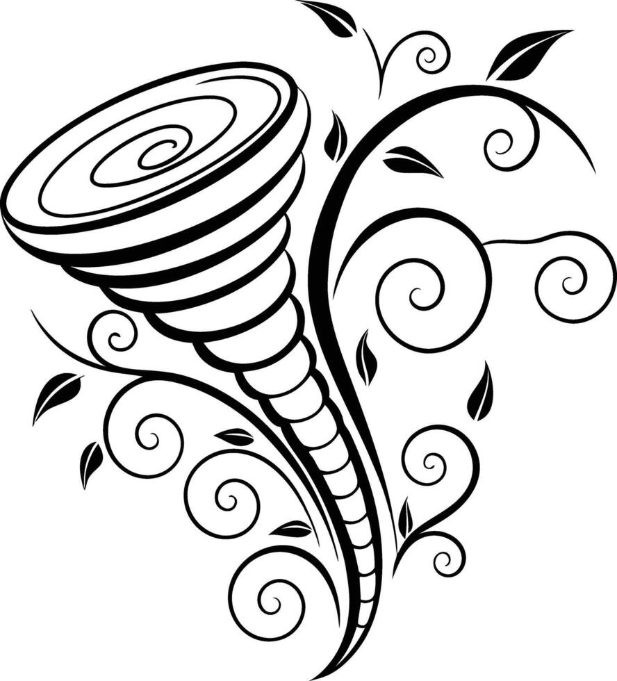 Tornado swirling through decorative foliage vector