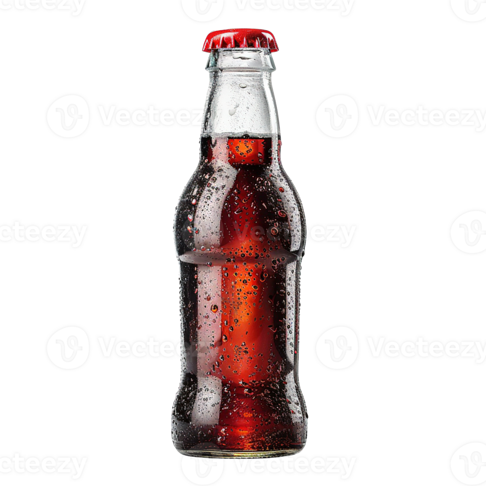 Brazilian Guarana Style Soft Drink in Glass Bottle with Detailed Texture and Water Droplets png