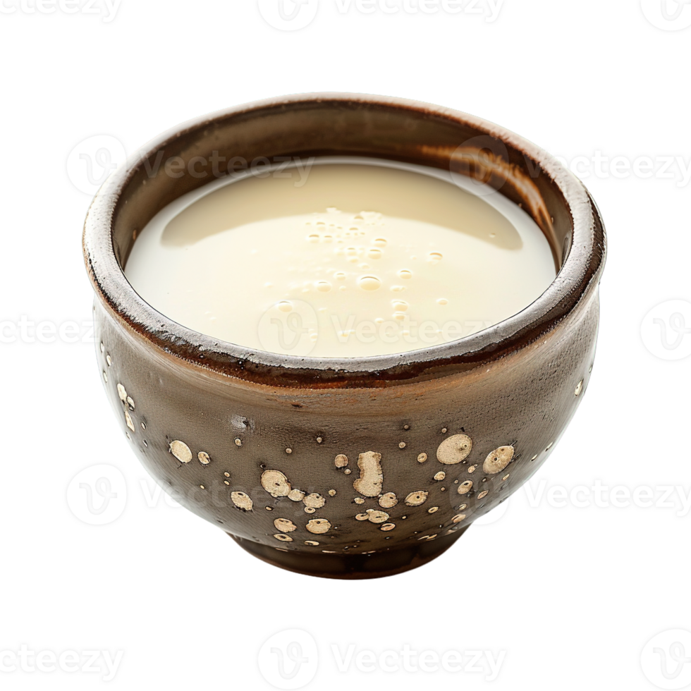 Close-Up of Traditional Amazake in Ceramic Bowl Isolated on Transparent Background png
