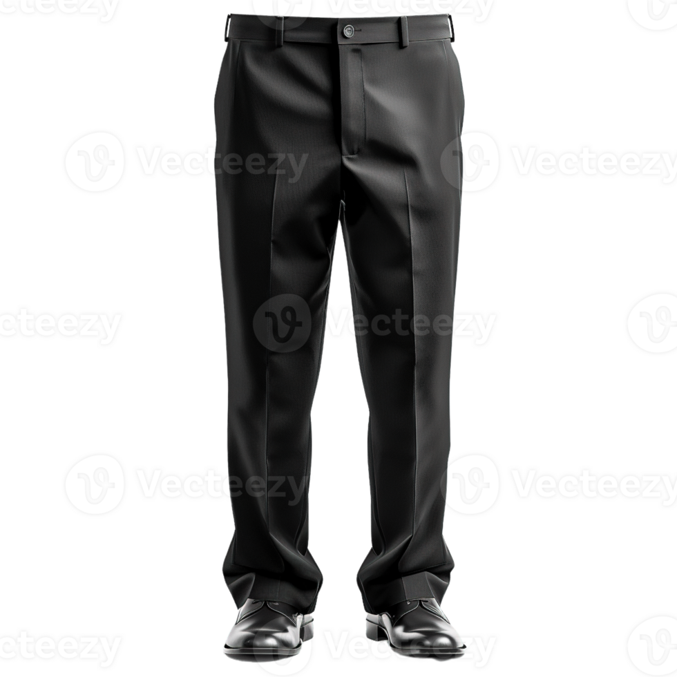 Black Tailored School Trouser with Classic Straight Leg Fit and Matching Black Shoes on Transparent Background png