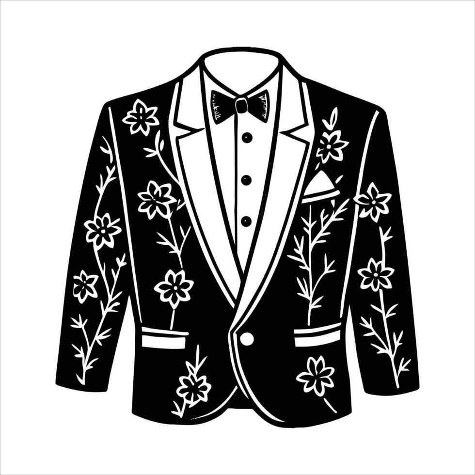 Floral Green Tuxedo vector