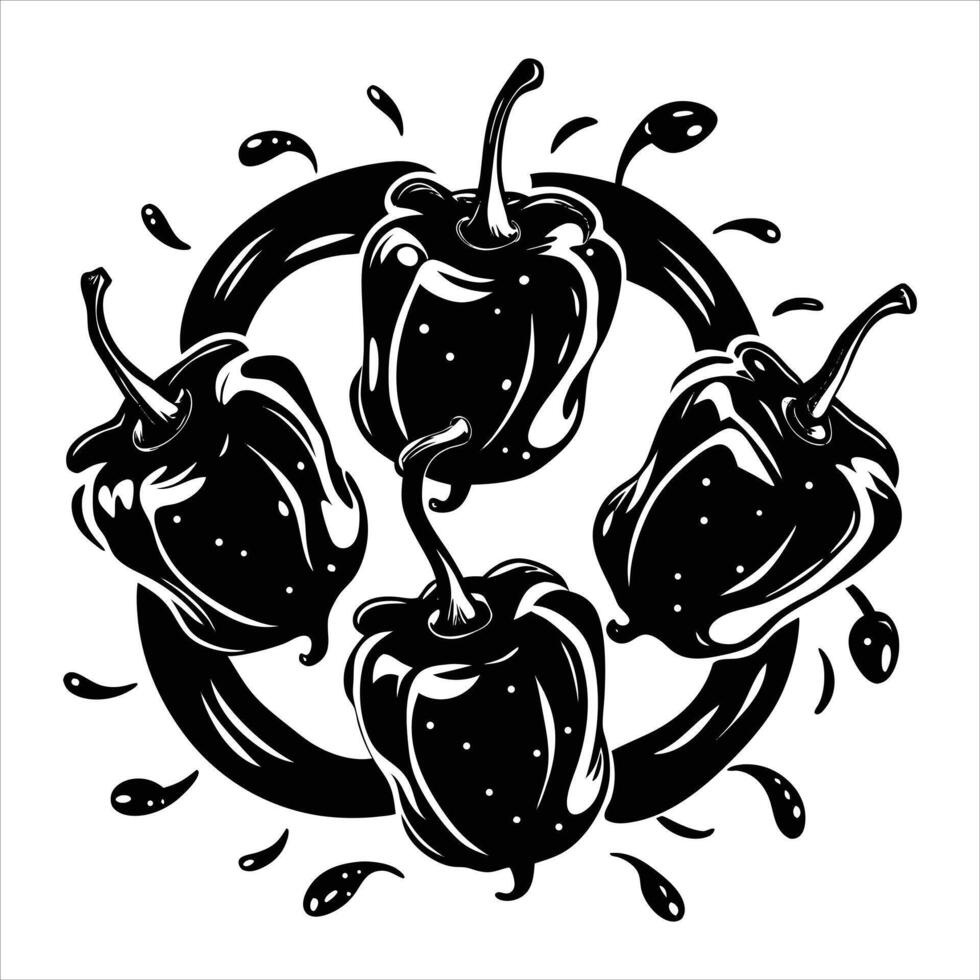 Dancing Peppers Stock vector
