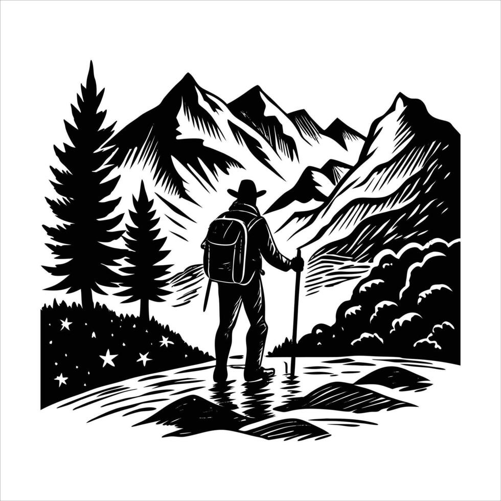 Foggy Morning Hike vector