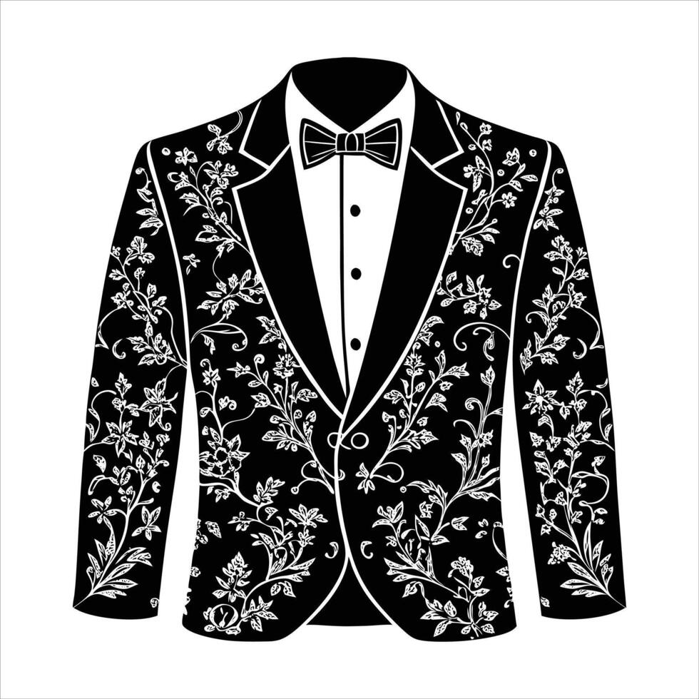 Black and Gold Tuxedo Suit vector