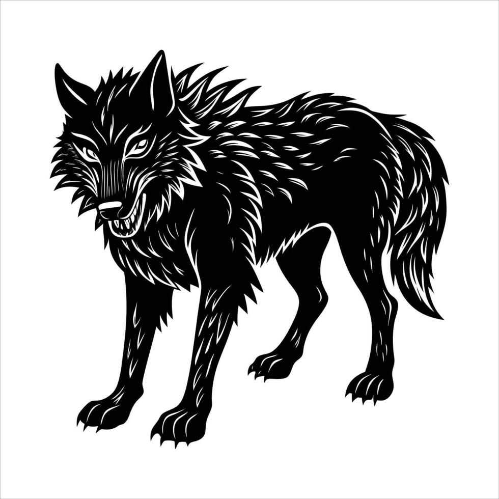 A black wolf with a light grey vector