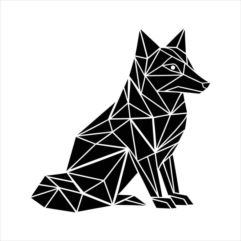 geometric wolf silhouette sitting vector