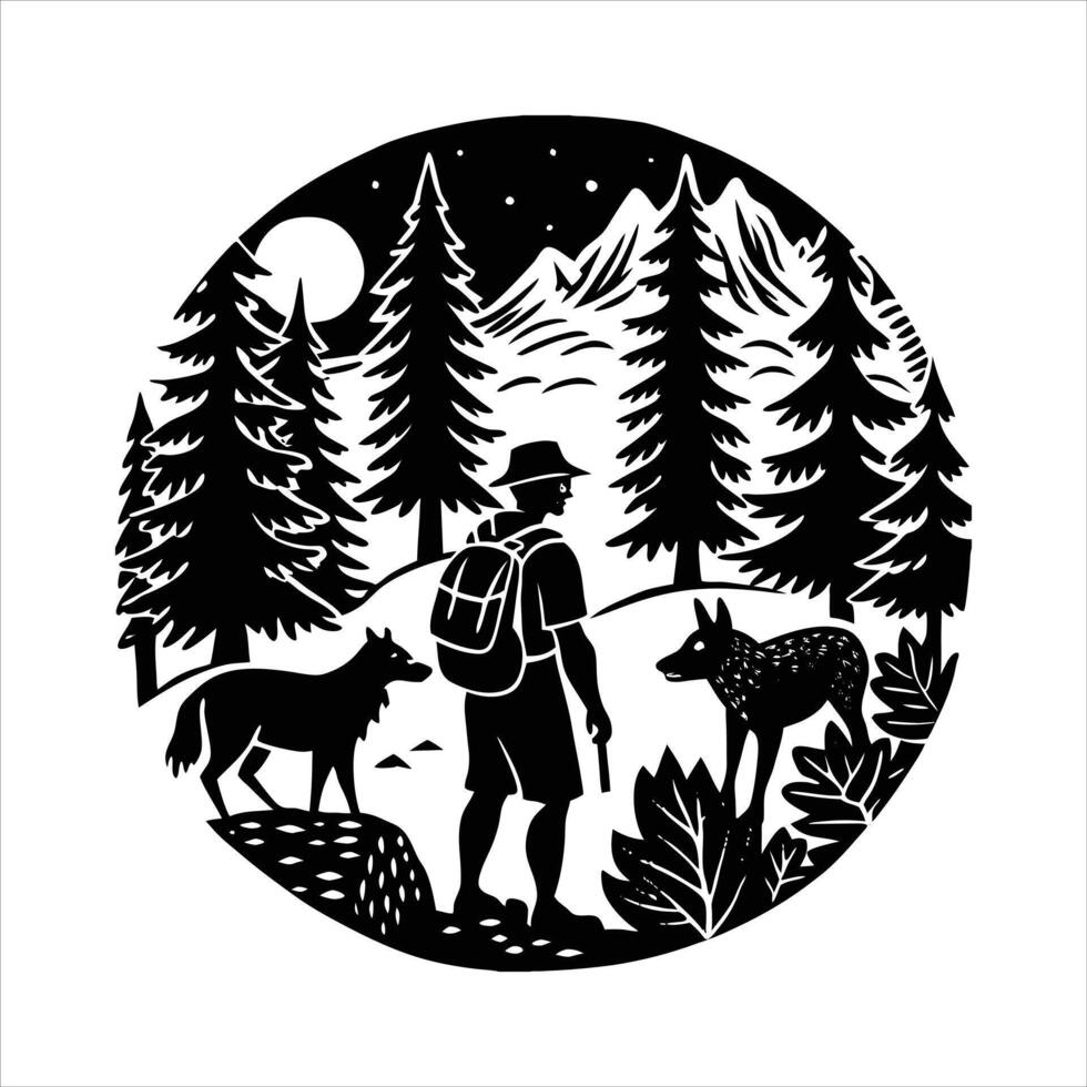 Hiking Forest Scene vector