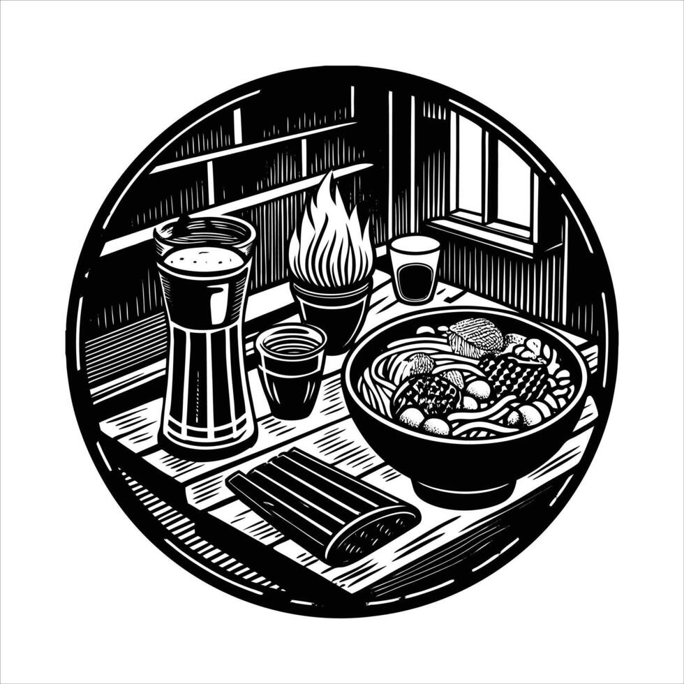 Japanese Restaurant Scene vector