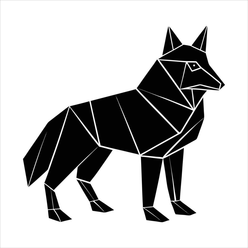A intricately folded origami wolf vector