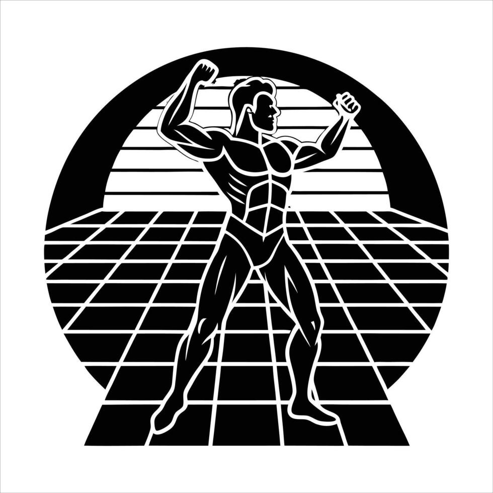 Silhouette Bodybuilding flexing body vector