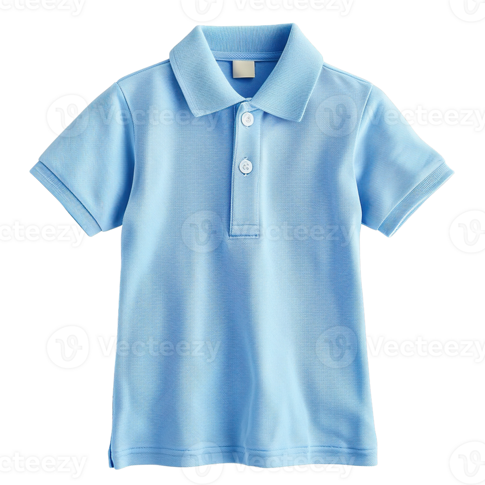 Childrens Standard Uniform Polo Shirts in Soft Blue Fabric with Collars png