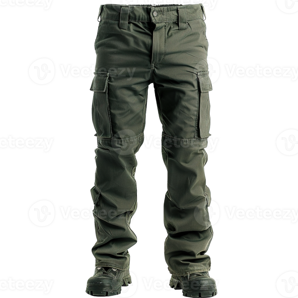 Durable Industrial Green Work Trousers with Tactical Pockets and Reinforced Seams png