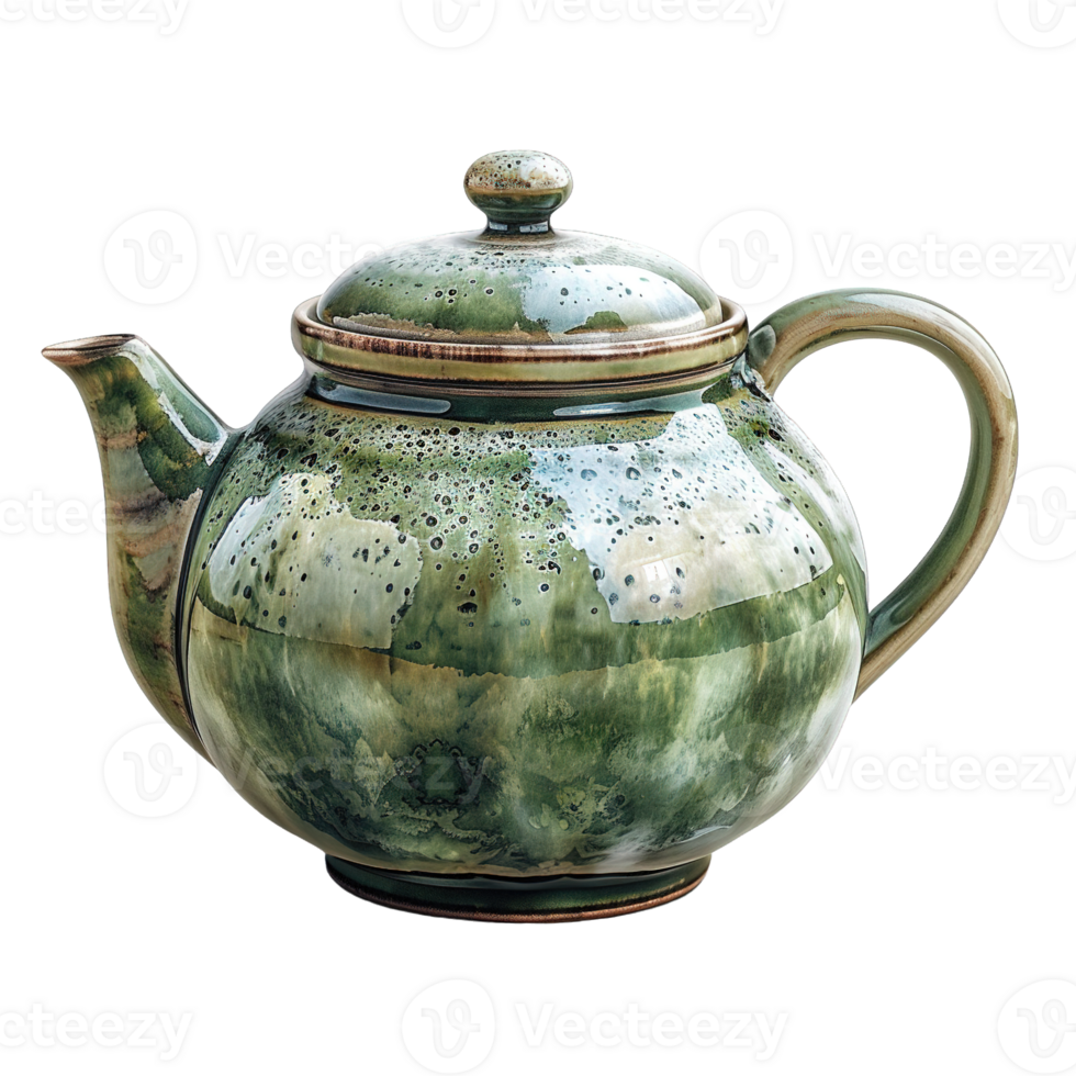 Authentic Handcrafted Japanese Ceramic Teapot with Unique Glazing Patterns and Classic Shapes Isolated on Transparent Background png
