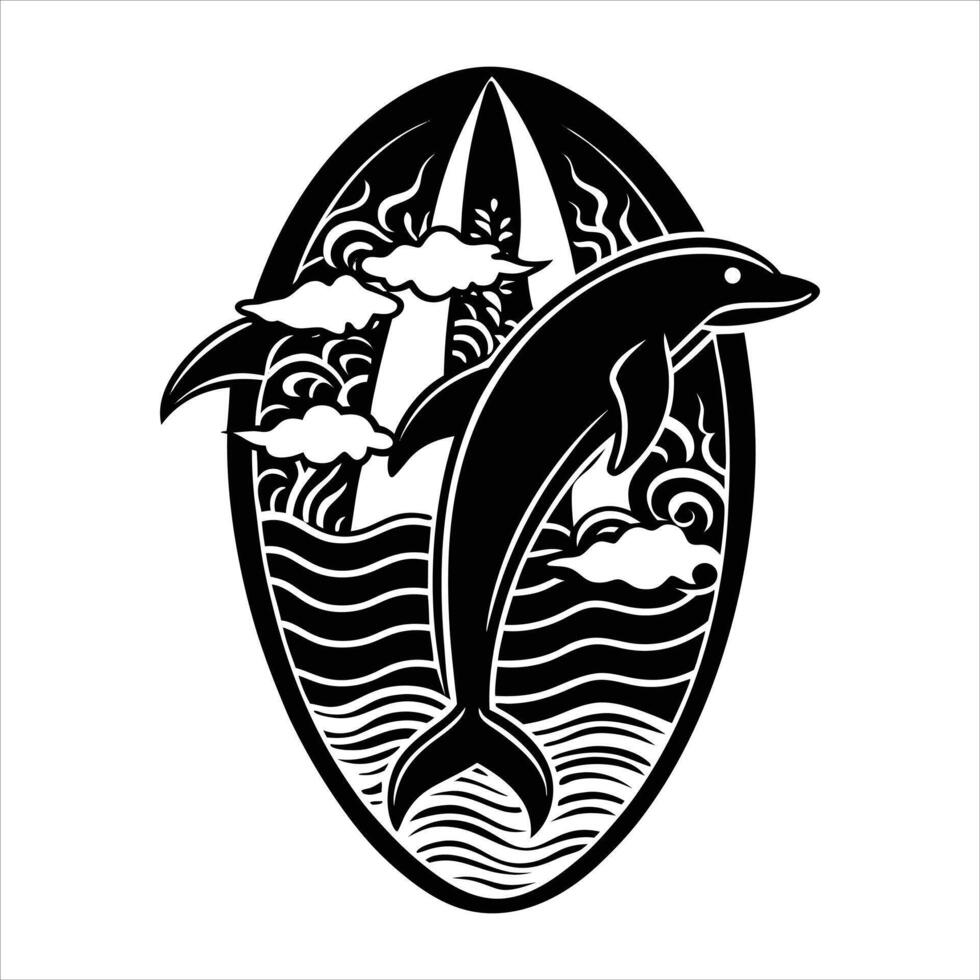 Surfing With Dolphins vector