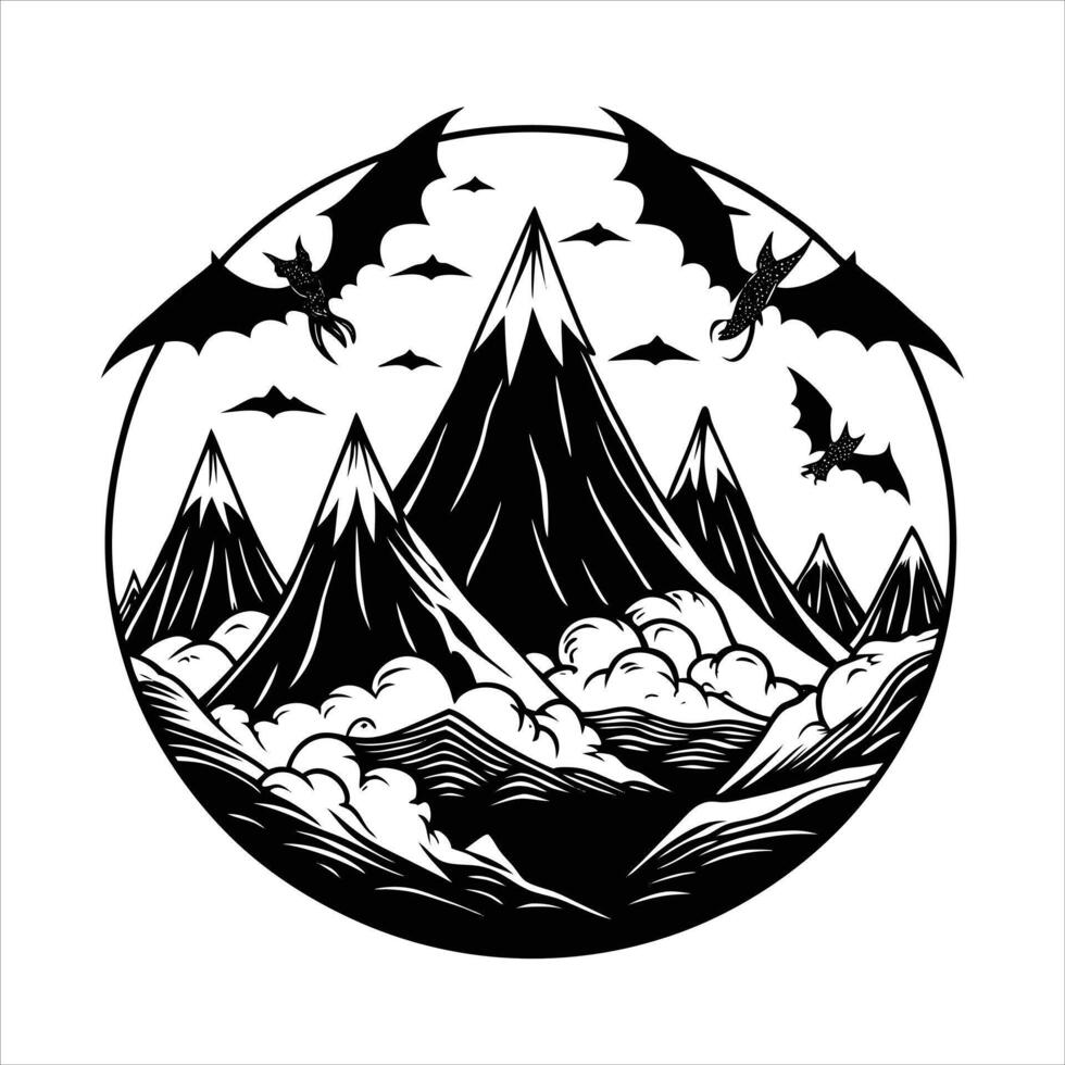 Peak Surrounded By Cloud vector