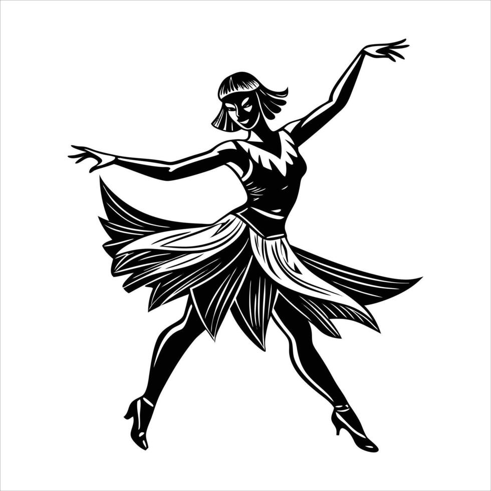 jazz dancer mid turn skirt vector