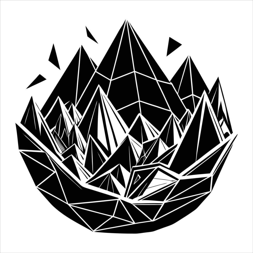cubist mountain landscape vector