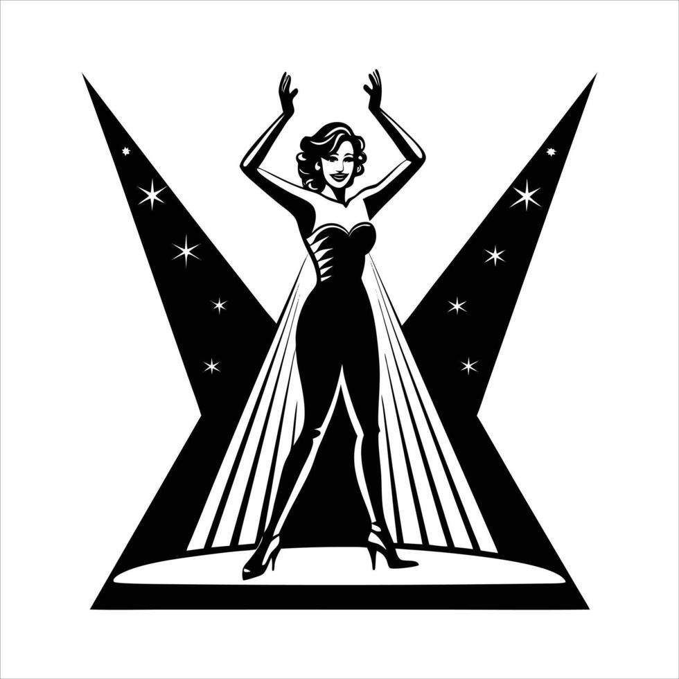 glamorous red carpet jazz pose vector