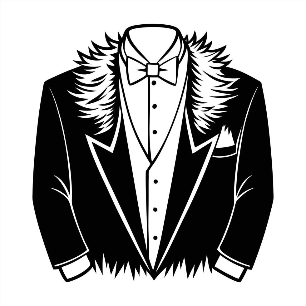 Jacket With White Fur Sleeves vector