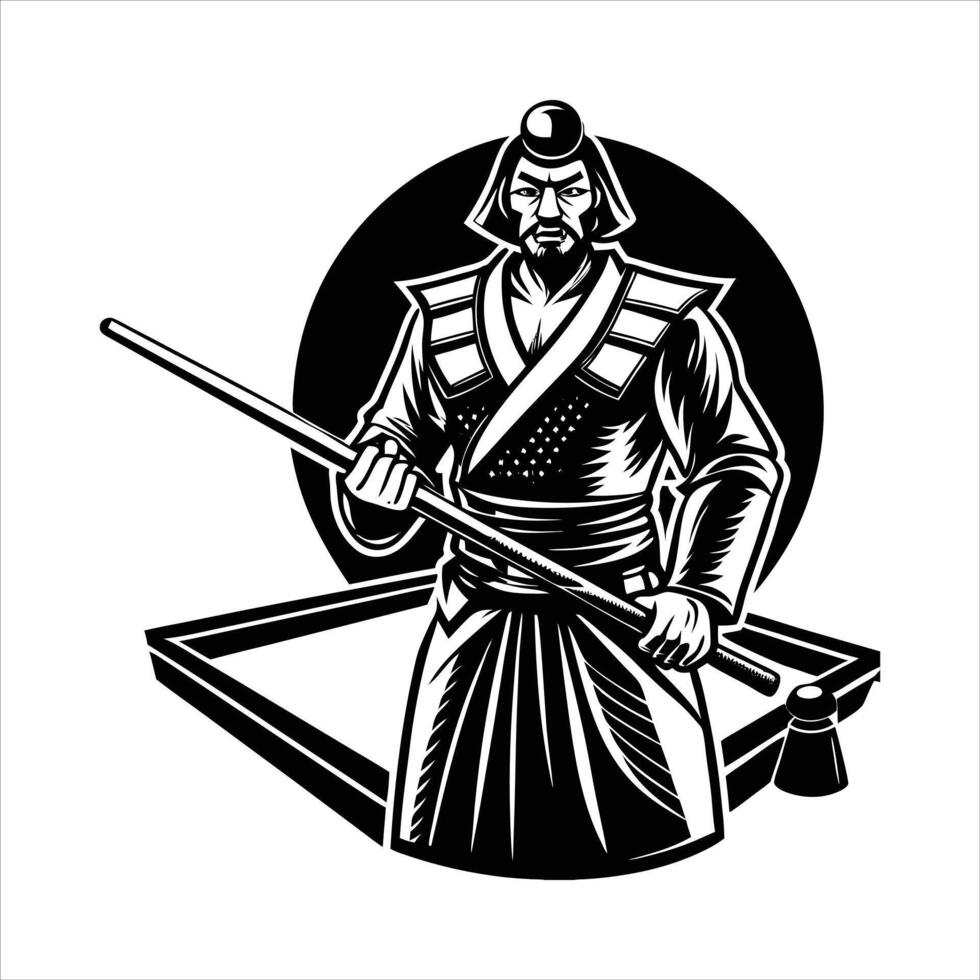 Samurai Holding Katana vector