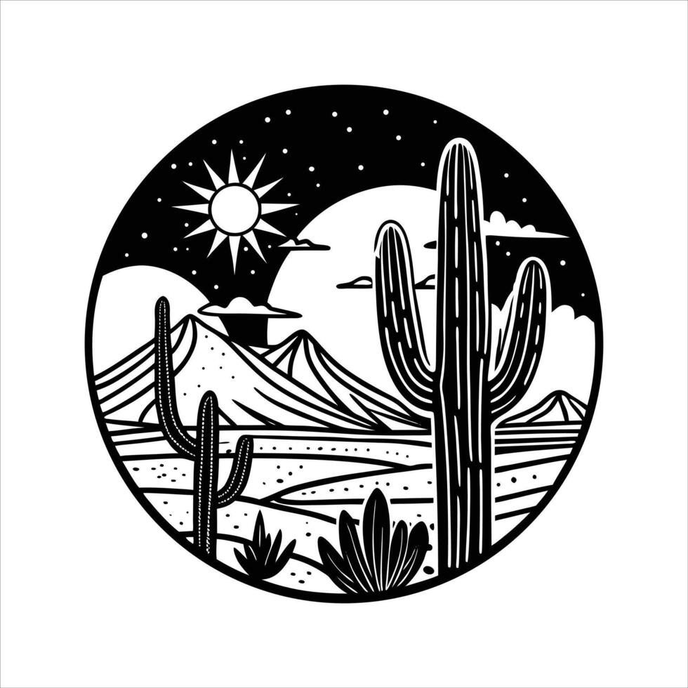 Cactus Desert Sunset vector