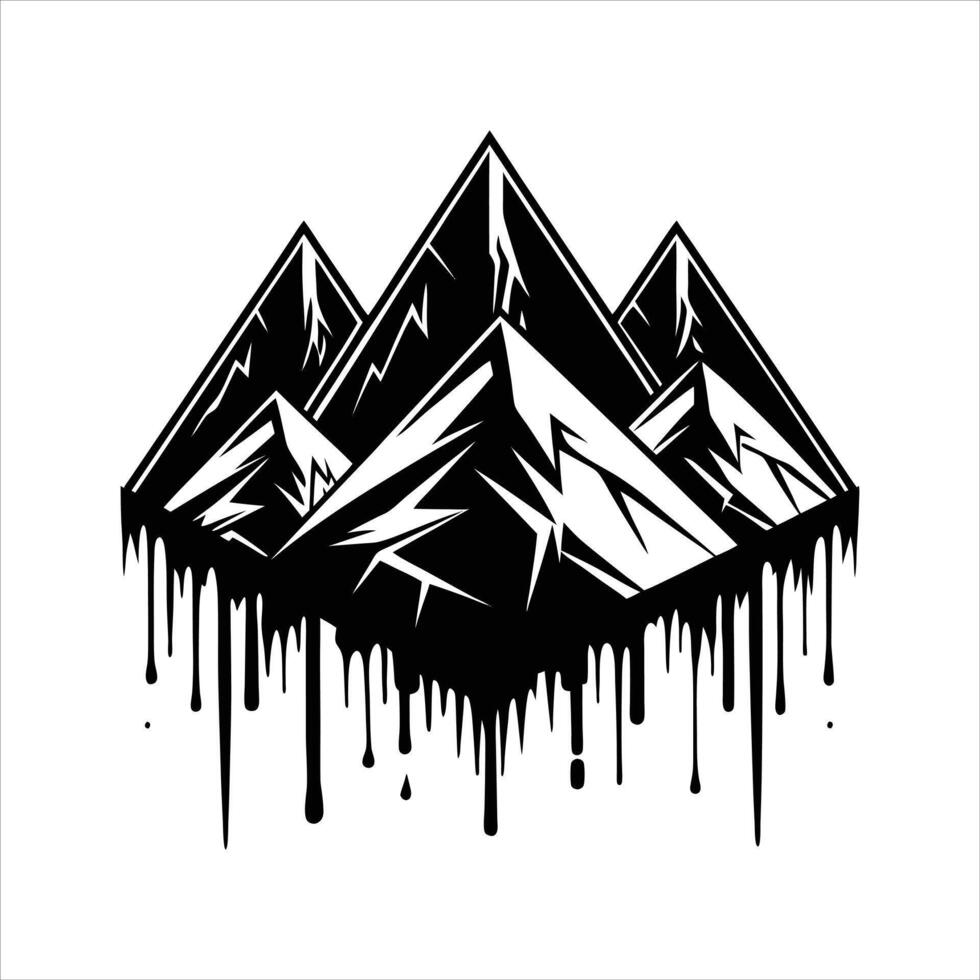 Set of mountains collection black vector