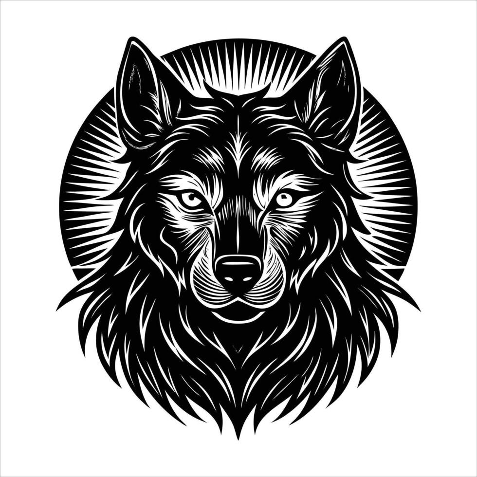 Wolf Black And White vector