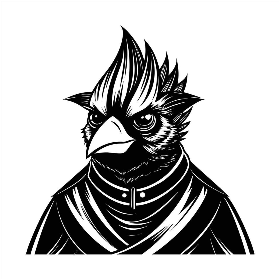 Anime style cardinal with exaggerated vector