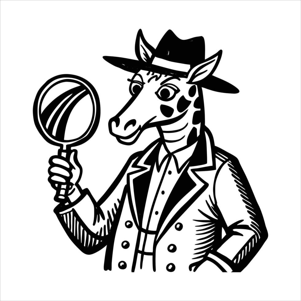 Detective Giraffe Stock Illustration vector