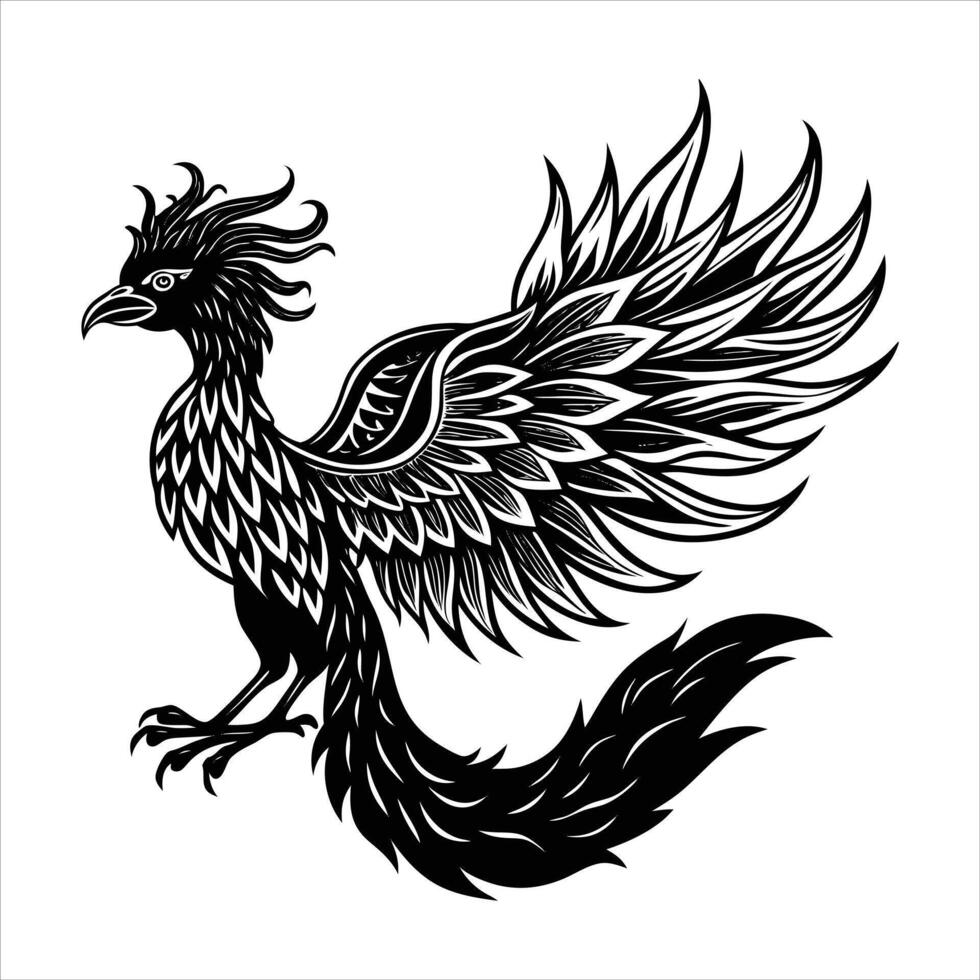 mythical phoenix flamingo hybrid vector