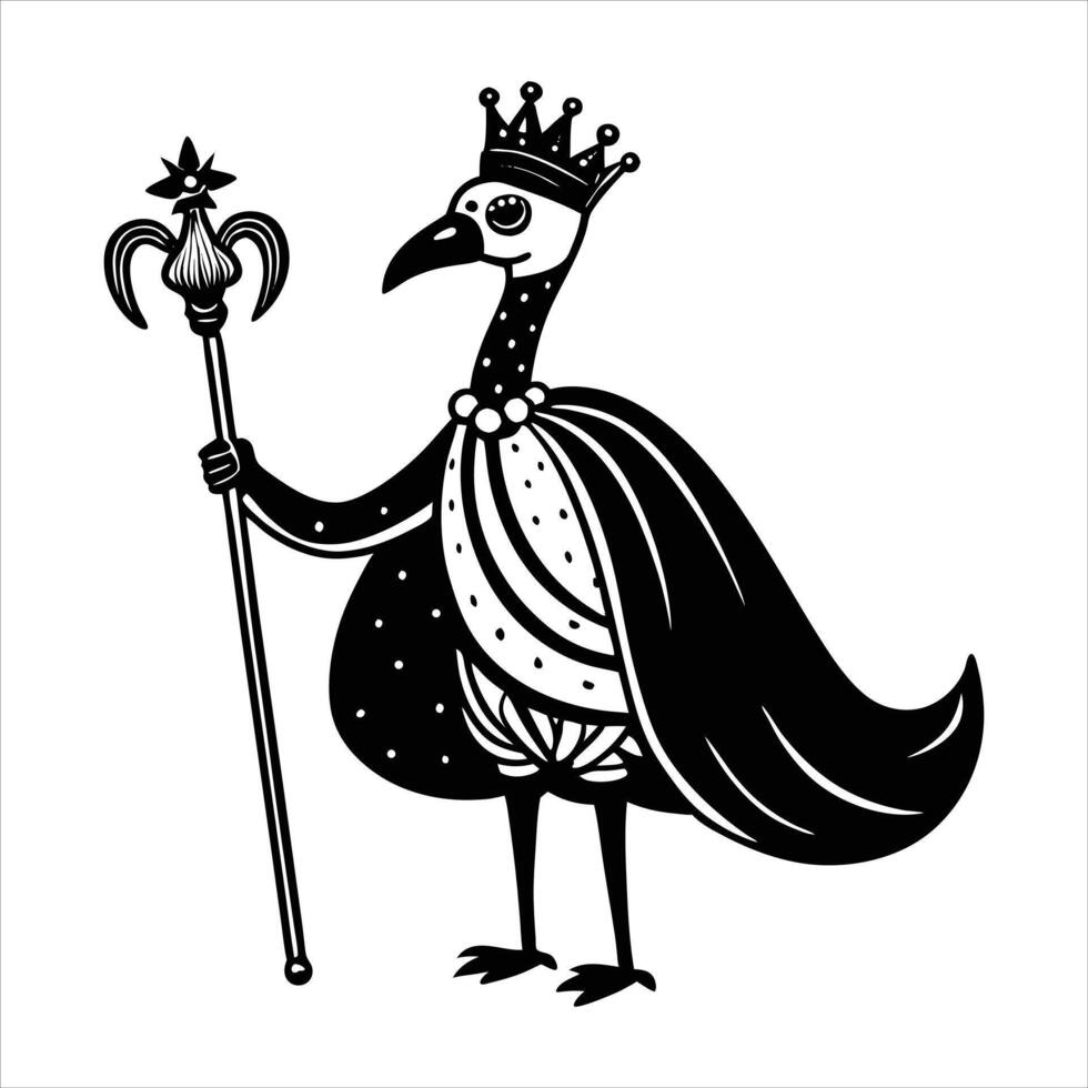 royal flamingo crown on its head vector