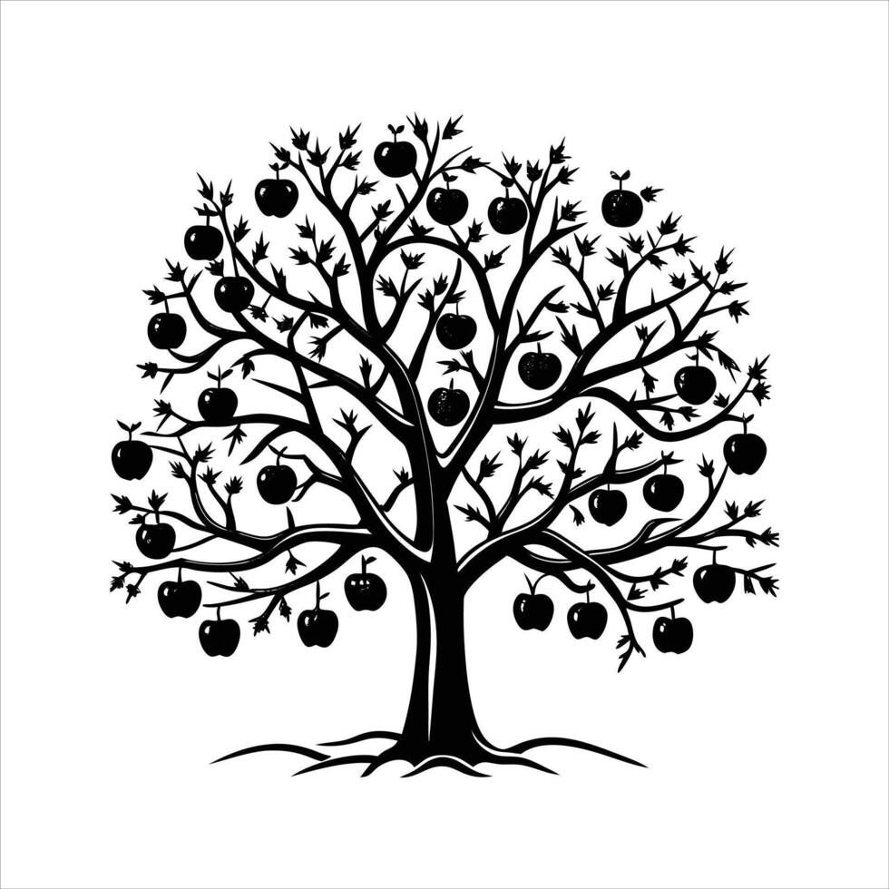 winter apple tree bare branches vector