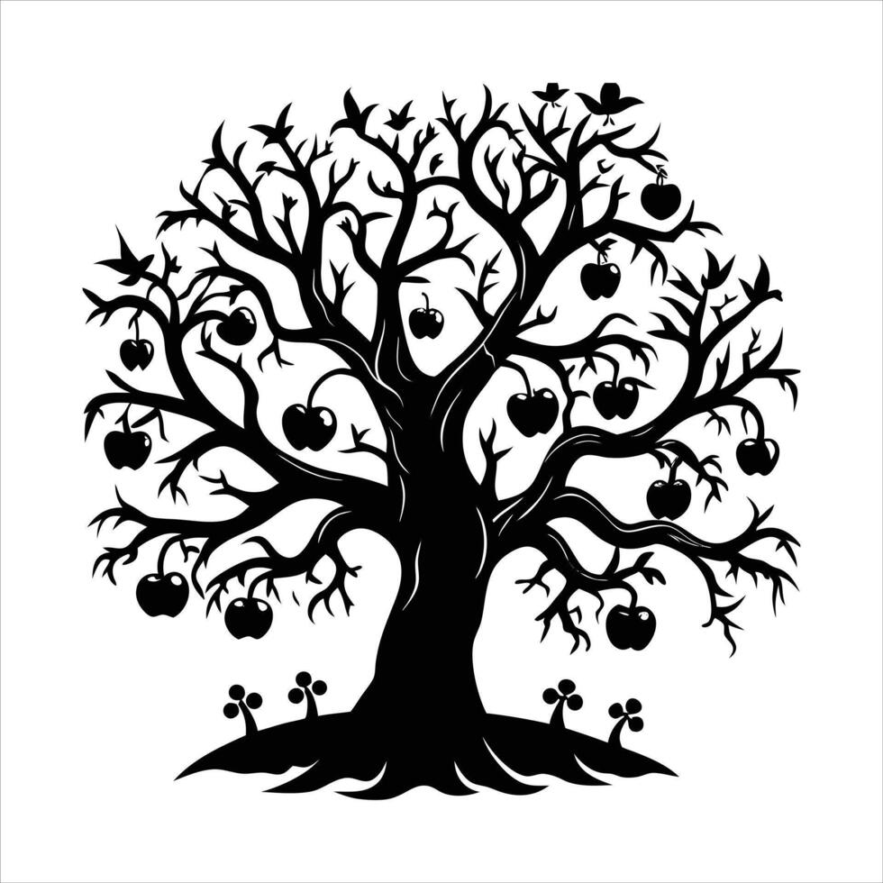 gothic apple tree dark and eerie vector