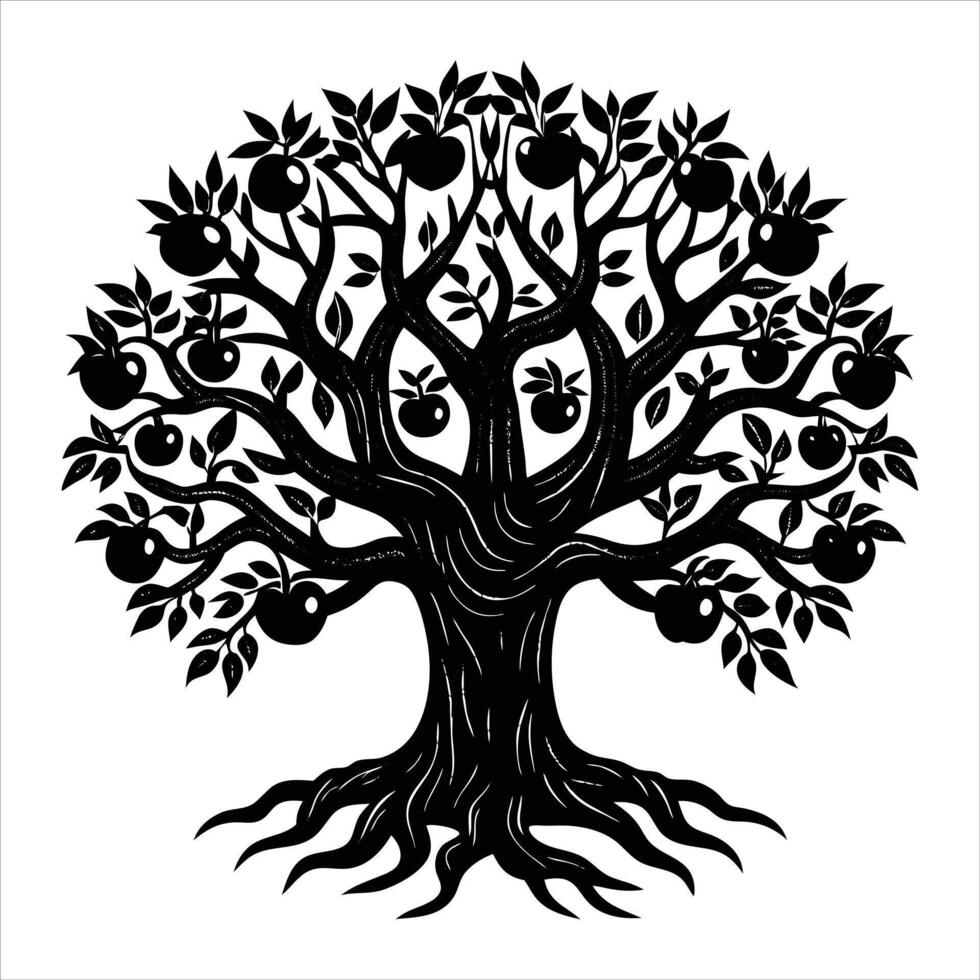 giant ancient apple tree vector