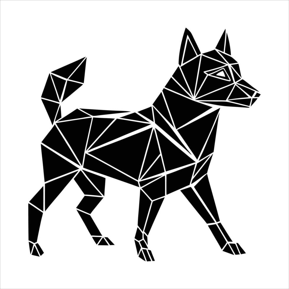 geometric abstract style canaan dog vector