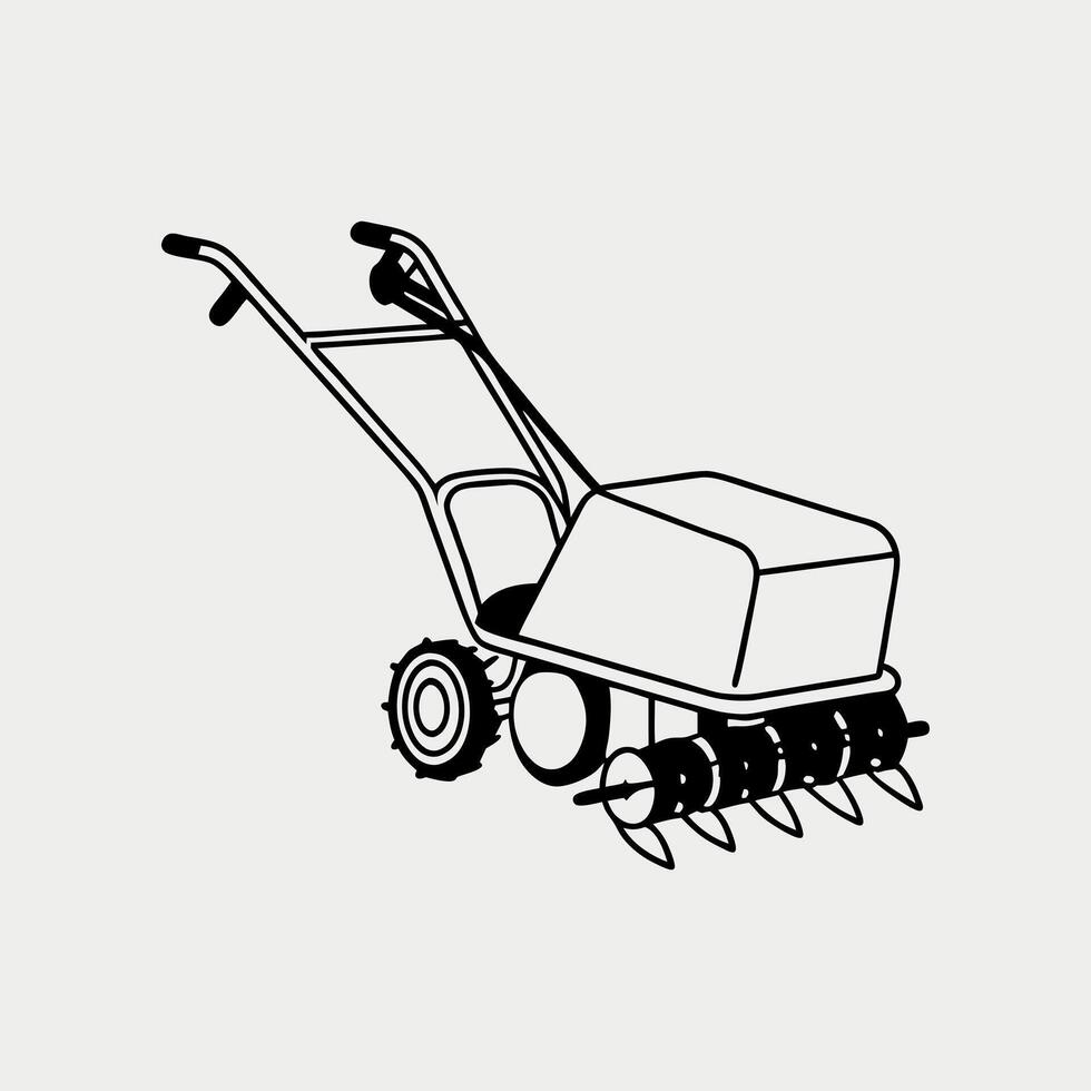 Rice seeder silhouette on white background vector