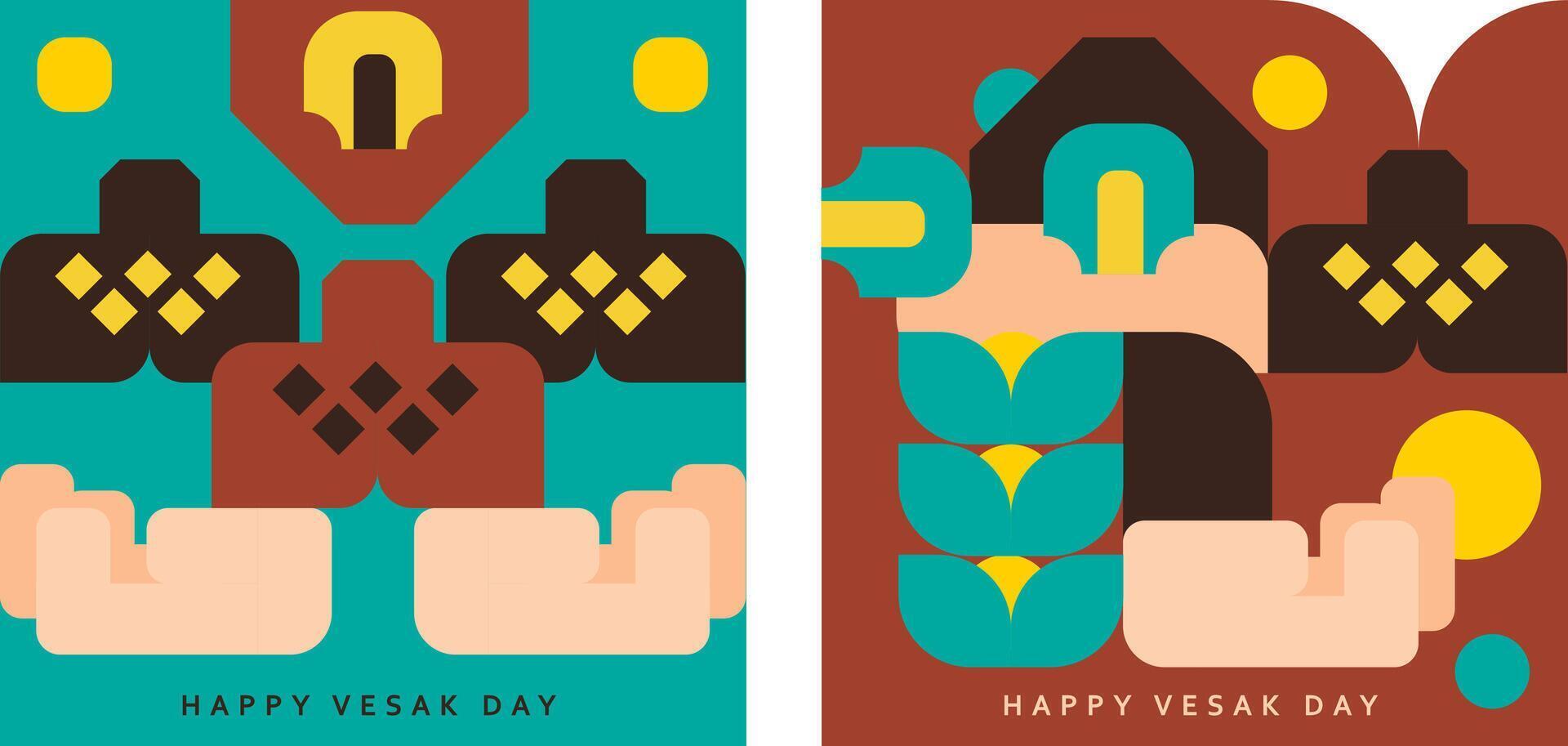 Happy Vesak Day Abstract Geometric Art Composition illustration. vector