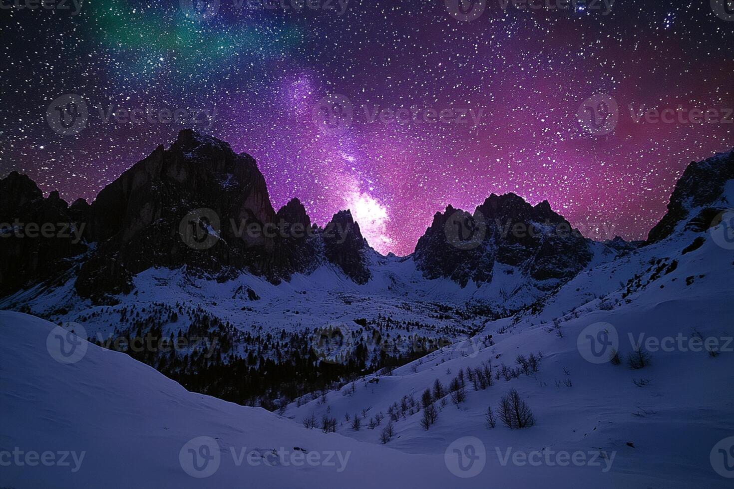 Starry Night Sky Over Mountain Range Tranquil Wilderness Under the Stars photo